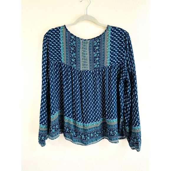 Wild Blue by Sadie Robertson Junior's Long Sleeve BOHO Peasant Top Size XL - Picture 3 of 4